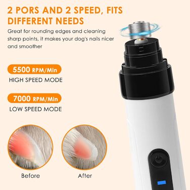 Електричний точило для кігтів собак Ntrjtrss USB, тихий точило для кігтів собак для великих, середніх та малих собак та котів