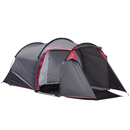 Outsunny Tunnel Tent for 2-3 People, 190T Camping Tent with Stakes, Fiberglass & Polyester, Grey, 426 x 206 x 154 cm, ideal for outdoor adventures