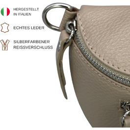 Жіноча сумка Brise Art Bauchtasche Lucia з натуральної шкіри: стильна поясна/кросбоді сумка з трьома відділеннями, зроблена в Італії (Чорний/Taupe)