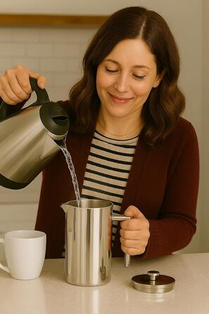 Френч-прес VIA CREMA зі скла та нержавіючої сталі, 800/1000 мл