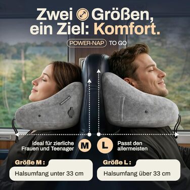 Подушка для шиї HELDENWERK® Air: 5 положень, регульований тиск, знімний капюшон | Подушка для подорожей на літаку/автомобілі, м'яка, сірого кольору, велика