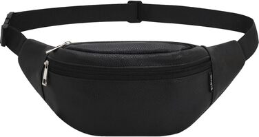 Чоловіча/Жіноча поясна сумка на пояс з PU шкіри, бананка для спорту, подорожей, прогулянок з собакою, чорна