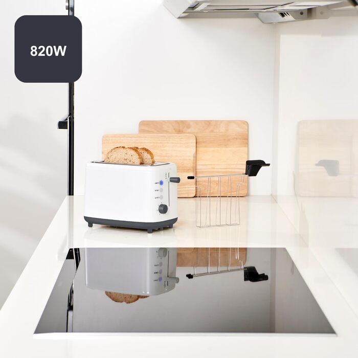 Тостер Black+Decker BXTO1001E, 1000 Вт, 2 слоти, 7 рівнів підсмажування, підйом тостів, білий