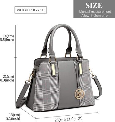 Сумка жіноча Miss Lulu середнього розміру з PU шкіри: сумка-шопер, сумка на плече для роботи, подорожей, бізнесу, сіра