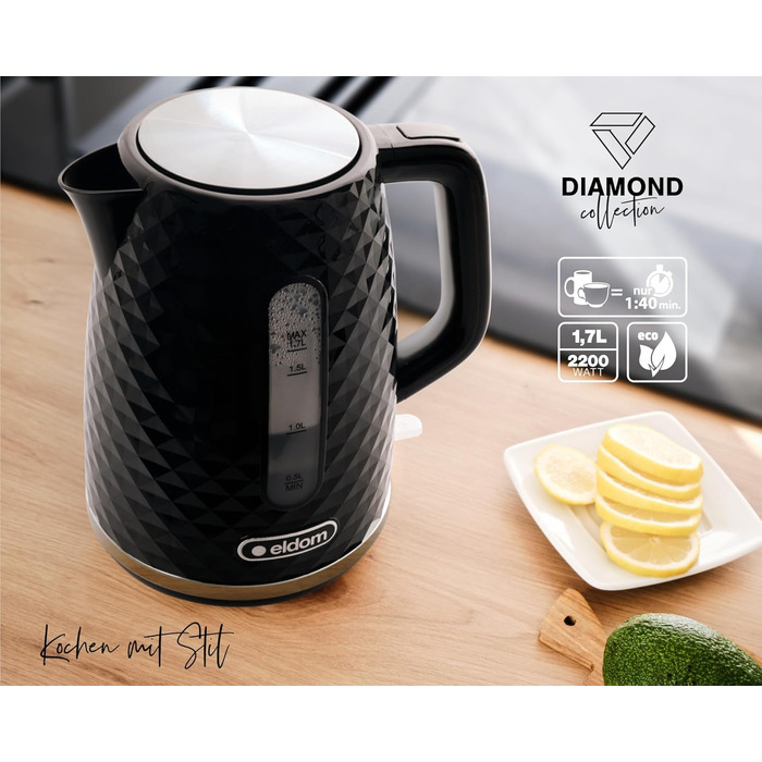 Електричний чайник Eldom C265B 1.7л, 2000W, ретро дизайн, білий | Чайник для води з індикатором рівня води