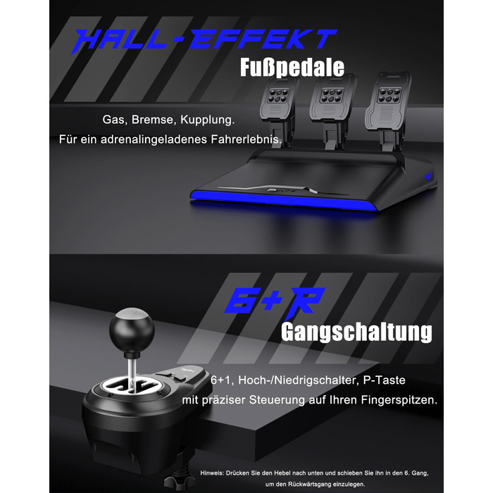PXN V99 ігровий кермо з педалями та перемикачем передач – 3.2 Nm Force Feedback, 270°/900°, 11.8 дюймів, 4 лопаті перемикання передач, додаток Tools – кермо для PC, Xbox та PS4