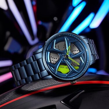 Чоловічий годинник Findtime з нержавіючої сталі, кварцовий, аналоговий, водостійкий 30M, бізнес-стиль, для автоспорту (блакитний)