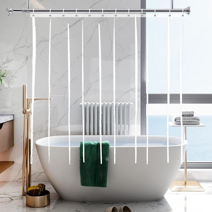 Шторка для душу YISURE прозора, коротка 180x150 см, водонепроникна з магнітами, 180x150 см