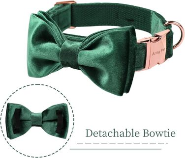 Елегантний ошийник для собак Aring з бантиком, м'який велюровий ошийник, регульований, подарунок для дівчаток та хлопчиків, зручний, темно-зелений