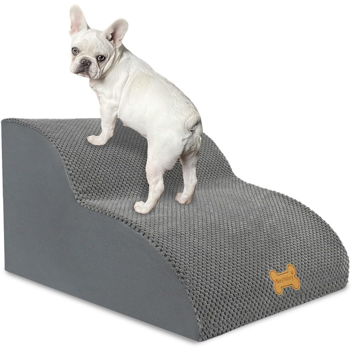 Non-slip dog stairs for small dogs, 2-step, pet stairs for bed and sofa made of high-density sponge, dog stairs/ramp with removable, washable cover and non-slip bottom, 55x40x30cm