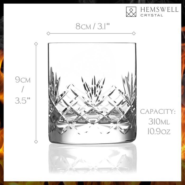 Набір склянок для віскі Glenrigg 2 шт., 310 мл – склянки-тумблери з кришталю без свинцю, з важким дном, ручна обробка, подарункова коробка