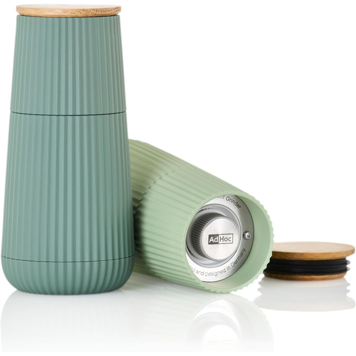 Набір для перцю та солі AdHoc MP155 Scape з керамічним жорном CeraCut®, регулювання помелу, темно-зелений & світло-зелений, у подарунковій упаковці