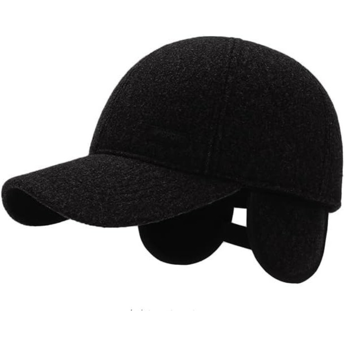 Кепка YAMEE для чоловіків, зимова бейсболка з відкидним навушником, тепла шапка-кепка, чорний (2074)