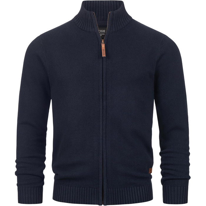 Чоловічий кардиган Indicode INLut з коміром-стійкою та блискавкою | Тонкий в'язаний кардиган для чоловіків XL, темно-синій