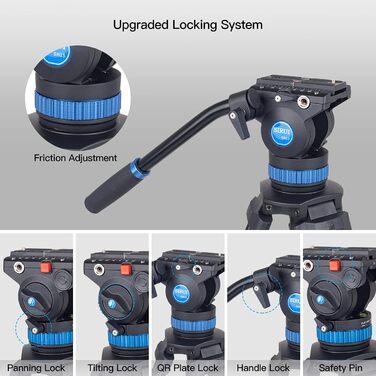 Штатив відео SIRUI SH-15: Алюмінієвий штатив для відеозйомки з поворотним кріпленням 360°, 155 см, навантаження до 10 кг. Підходить для DSLR, відеокамер та камер.