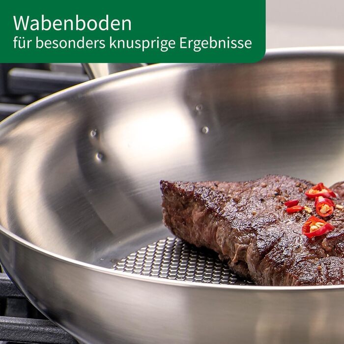 Fackelmann Chefkoch 2-Piece Stainless Steel Fry Pan Set - 28cm & 24cm - Induction & Dishwasher Safe
