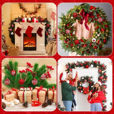 16 штучок новорічних кулі пластикові, 6 см, прикраси для ялинки, декор на Різдво, для дому, святкування, вечірки (червоний та білий)