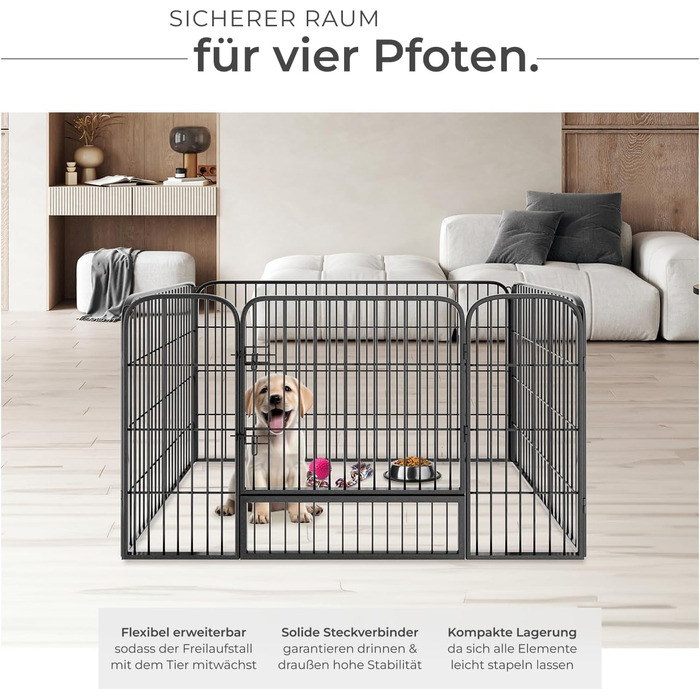 Тектейк вольєр для цуценят, 60 см, 8 грат, чорний - 402502