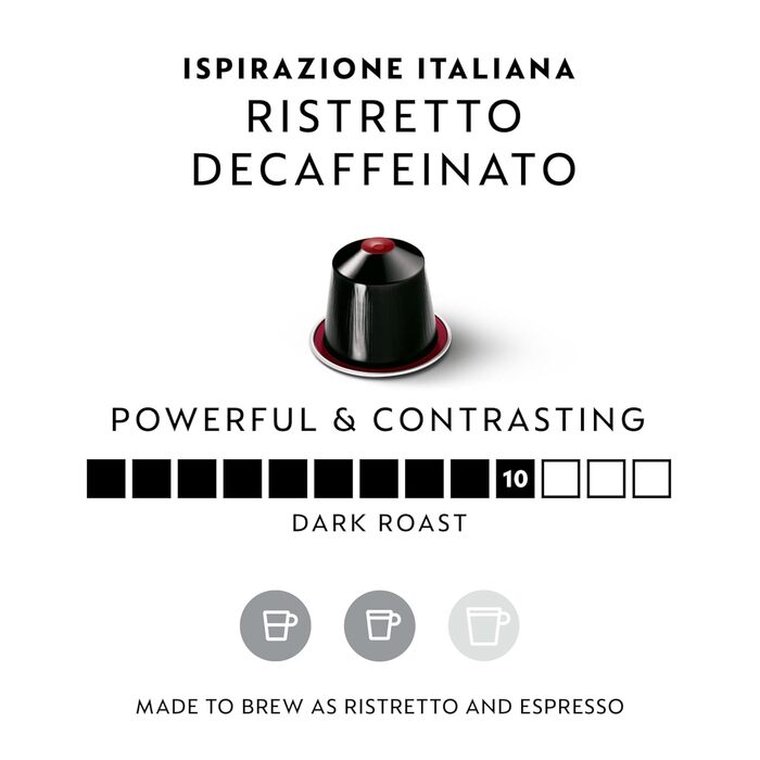 Кава Nespresso Original Ristretto Decaffeinato, 50 капсул, темна обсмажка