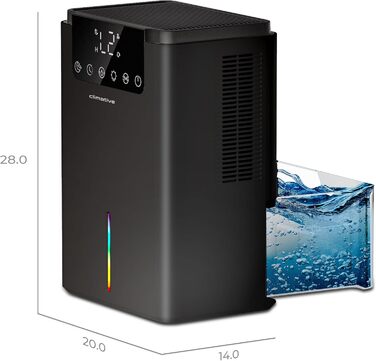 Електричний осушувач повітря Climative ION 12L/24h з Wi-Fi та очищувачем повітря для дому, квартири, ванної кімнати. Захист від вологи та плісняви до 20 м². Чорний Luxe 070