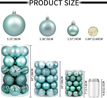 Новорічні кулі-прикраси XmasExp (8 см, м'ятно-зелені) - 20 карат, міцні, для ялинки, декор, ідеально для свят, весілля, новорічні прикраси м'ятного кольору