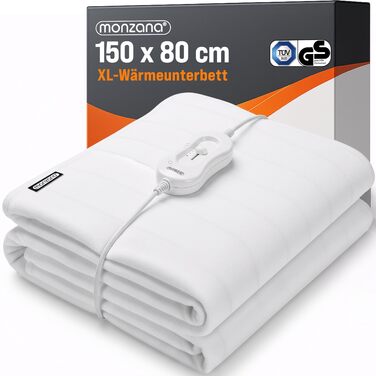 Електрична ковдра Monzana® 150x80 см, 3 режими нагріву, 60 Вт, біла, з захистом від перегріву, придатна для прання