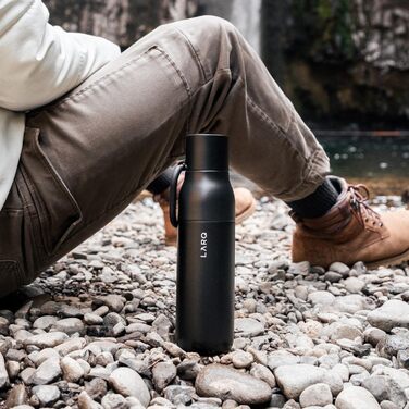 LARQ Bottle Flip Top 500ml - Insulated Stainless Steel Water Bottle with Straw | Reusable Water Bottle for Sports, Gym, and Travel | Keeps Drinks Cold, Obsidian Black