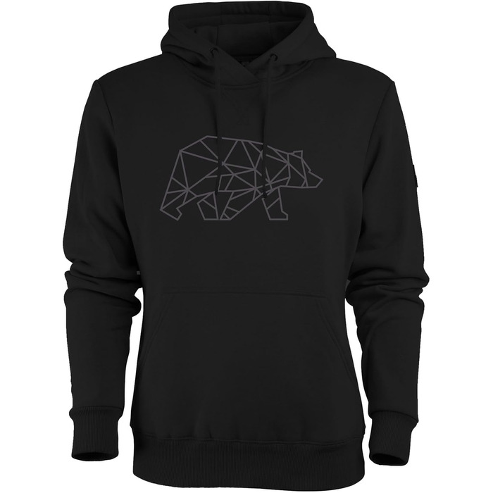 Чоловіча толстовка FORSBERG Pettarson з ведмежим логотипом | Скандинавський стиль, повсякденне носіння, рукоділля, відпочинок на природі (XXL, чорний/сірий)