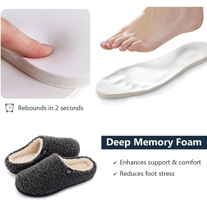 Тапочки халатні жіночі RockDove з штучного хутра Sherpa, сіро-темного кольору (42/43 EU)