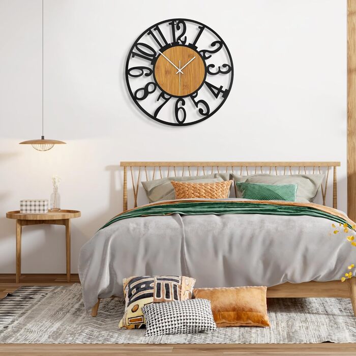 Large Wall Clock, Ticking Sounds, 34CM/14 Inch Silent, No Noise, Battery Operated, Modern, Oversized, Retro Vintage Oversized Wall Clock for Living Room, Bedroom and Kitchen