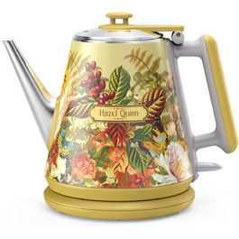 Hazel Quinn x Eduardo Recife Electric Kettle - 1 Liter, Retro Design, Stainless Steel, Fast Boiling, BPA-Free, Auto Shut-Off