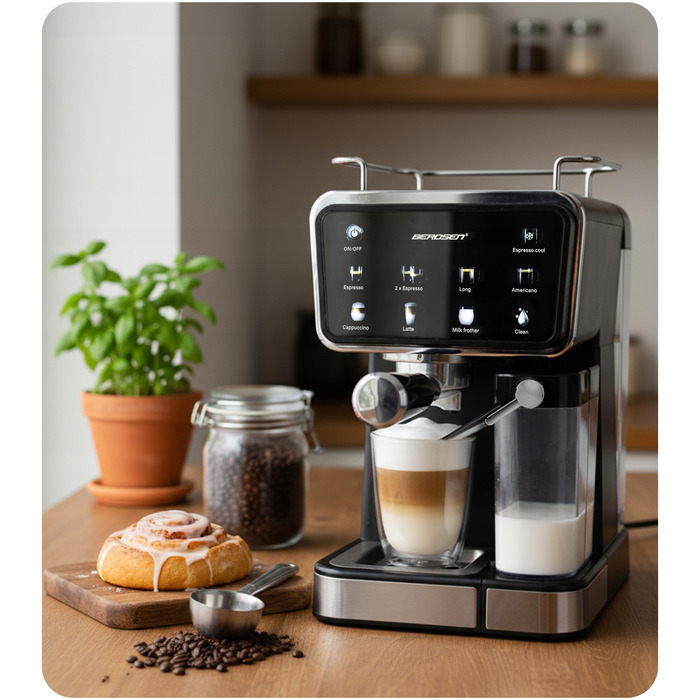 Ріжкова кавомашина Berdsen з капучинатором, тиск 20 бар, 1350 Вт