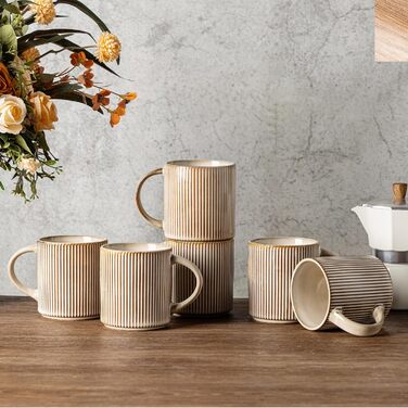 Набір посуду GBhome з реактивної глазурі для 6 осіб, 18 предметів: тарілки, миски, чашки (капучино), ручна робота, кераміка, безпечний для мікрохвильової печі та посудомийної машини