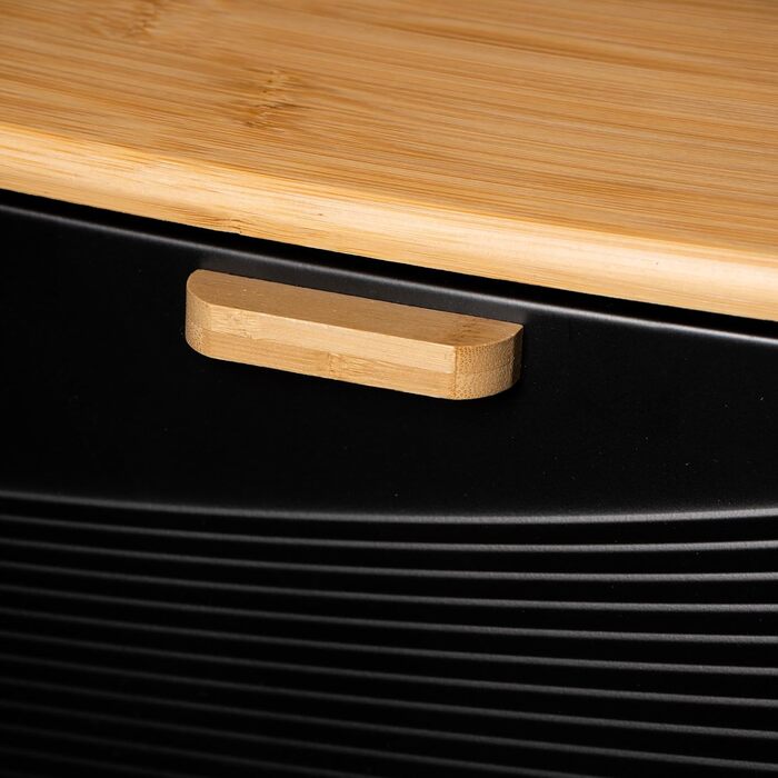 Бак для хліба з бамбука та металу, чорний | Бак для хліба, контейнер для хліба