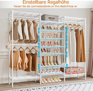 Стійка для одягу KZOBYD з полицями та вішалкою, металева, біла