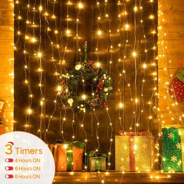 Ляптова гірлянда 2x2м з 200 LED, USB, тепле біле світло для декору стін, кімнати, вечірки, весілля, Рамадан, Різдва