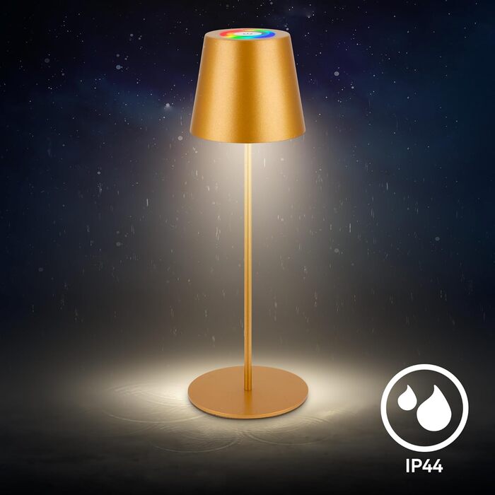 LED настільна лампа BRILONER бездротова з сенсором, диммуванням, регулюванням висоти, для дому та кемпінгу, 36x10,5 см, тепле світло (RGB, тепле біле світло, насадка для пляшок, золотий)