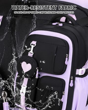 Шкільний рюкзак для дівчаток Tanou, чорний, з дихаючої тканини Oxford, для 3-5 класів