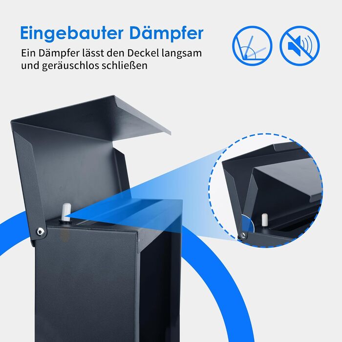 Поштовий ящик Bobodeco Dreispitz антрацит RAL 7016 з оглядовим вікном та газетницею, замок