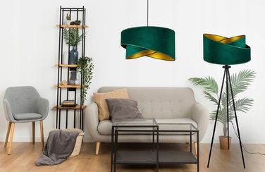 Підлоговий торшер Glimex з абажуром, патрон E27 60 Вт, зелений та жовтий