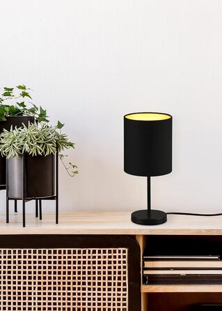 Торшер Reality Leuchten Jerry R50491011 - настільна лампа з металу нікель матовий, тканинний абажур, цоколь E14 (чорний/золотистий)