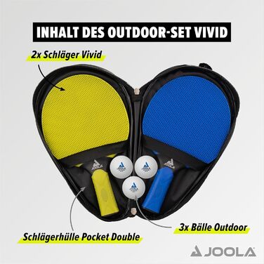 JOOLA Vivid Outdoor Table Tennis Set - 2 Paddles, 3 Balls, Cover - Lime/Blue - 6 Piece Single
