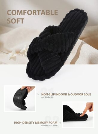 Жіночі домашні тапочки Star Vibe – м'які, теплі, чорні (38/39 EU)