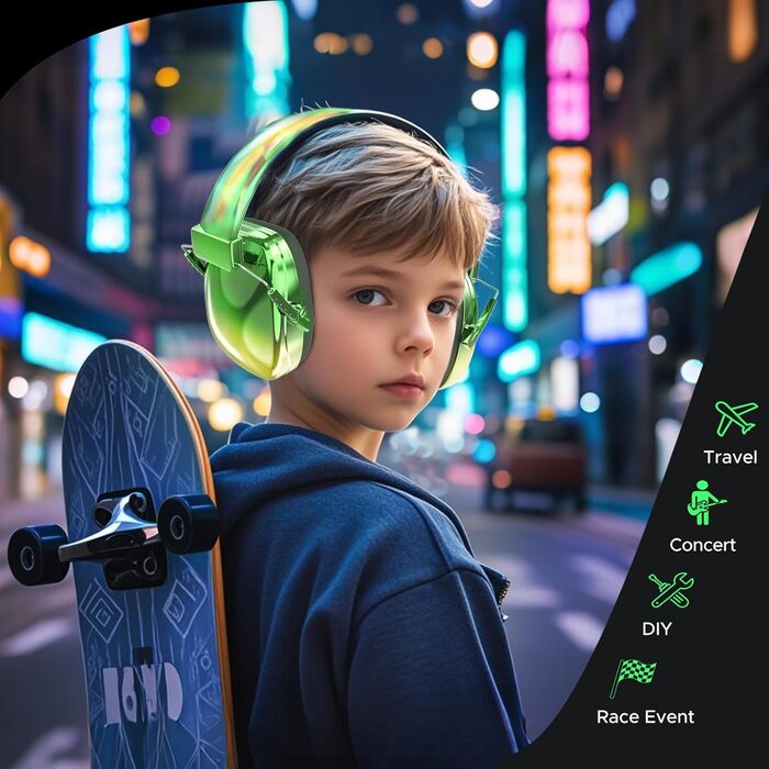 Навушники шумозаглушувачі для дітей та дорослих JYPS, SNR 25dB, для школи, концерту, будівництва (зелені)