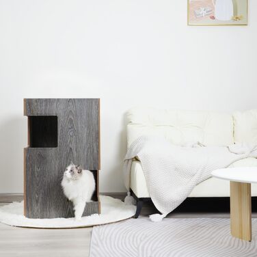 Преміум будиночок для котів з дерева, замок-вежа з ліжками, 50x50x80 см, антрацит