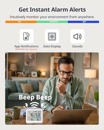 SwitchBot Bluetooth Weather Station with Outdoor Sensor, Hygrometer Thermometer Indoor, Temperature Sensor with Outdoor Thermometer, Time/Date/Weather Forecasts (SwitchBot Hub required) Weather Station (Bluetooth)