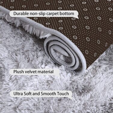 Килим Calore для вітальні, спальні: пухнастий, сучасний, для дому, 200 x 300 см (сіро-білий)