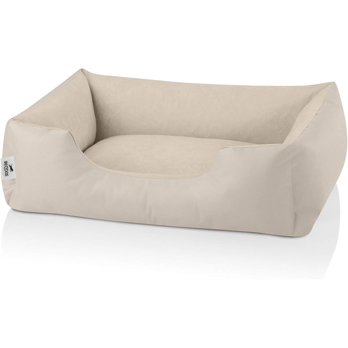 Лягушкове ліжко для собак BedDog Zara, м'яке ліжко-подушка для собак знімним та пральним чохлом, кошик для собак, собаче ліжко-диван, для маленьких собак, S L 70 x 55 x 18 см, світло-пісочний (світло-бежевий)