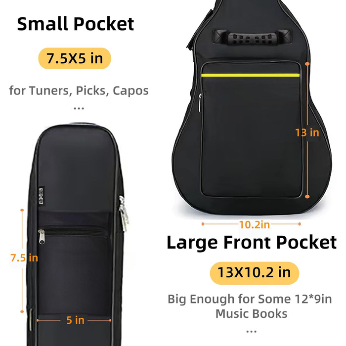 Чохол для акустичної гітари GIGKOUKI, 41 дюйм, водонепроникний, з регульованим реміннем