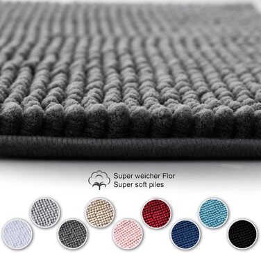 Килимок для ванної кімнати Decomira, 40x60 см, темно-сірий, з антиковзким покриттям, придатний для прання, з м'якої тканини Chenille | Килимок для душу, ванни, унітазу, декор